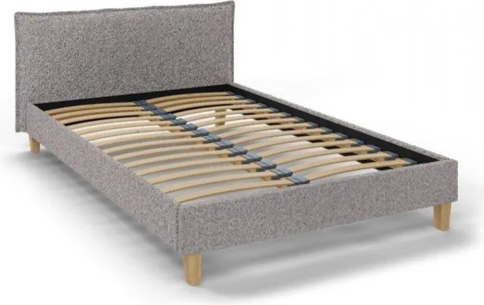 Szürke kárpitozott franciaágy ágyráccsal 140x200 cm Tina – Ropez