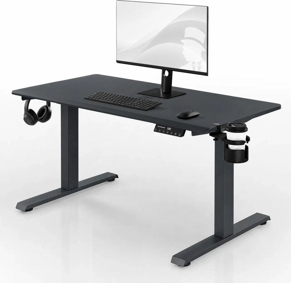 Elektromos íróasztal magasságállítással ergonomikus antracit,1200x600 mm: ARIA