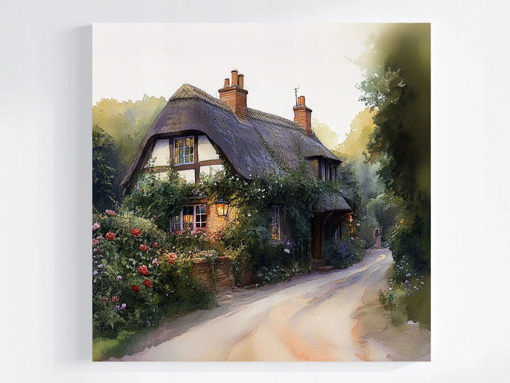 Vászonkép Canvas Tájkép Kilátás Anglia Falu Ház Kert Nád 80x80