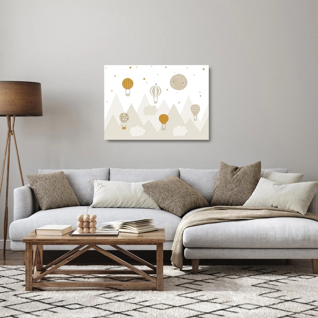 Üveg kép - Repülő léggömbök (70x50 cm)