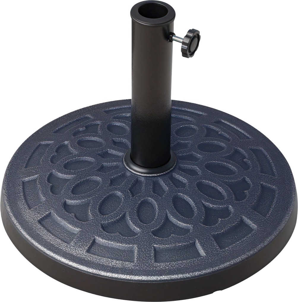 Outsunny Kerti Napernyő Talp 12 kg Súlyú Kerek Műanyag Parasol Állvány 38mm/48mm Oszlopokhoz Teraszra Kültéri Patio Ø44x34 cm Bronz | Aosom