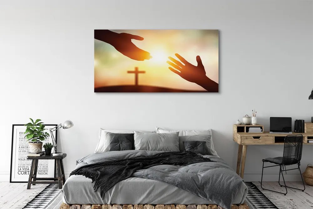 Canvas képek kereszt kezek 100x50 cm