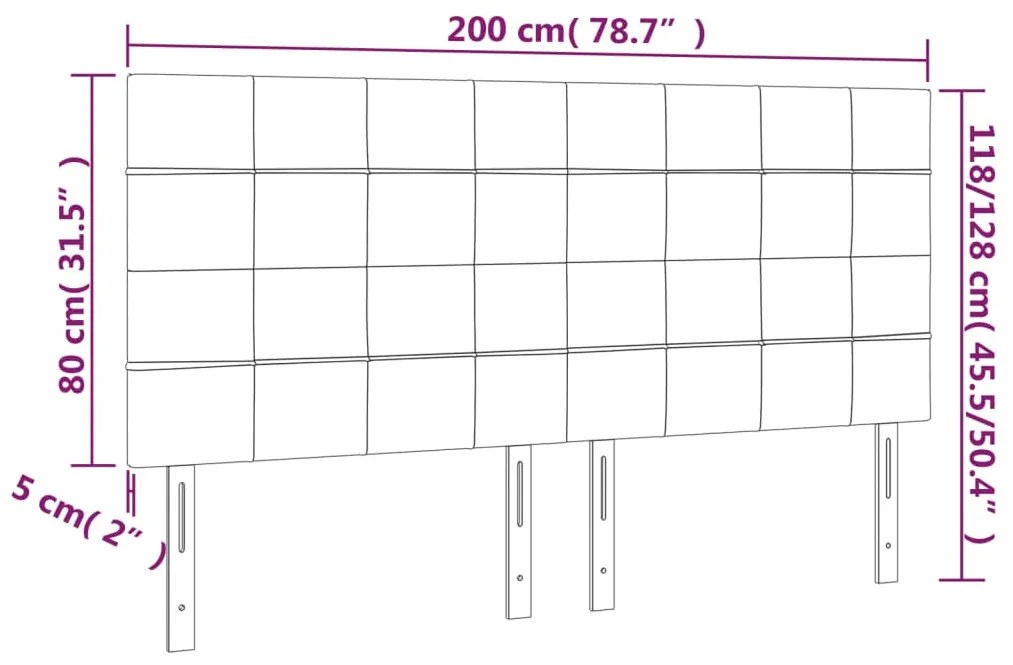 kék szövet LED-es fejtámla 200x5x118/128 cm