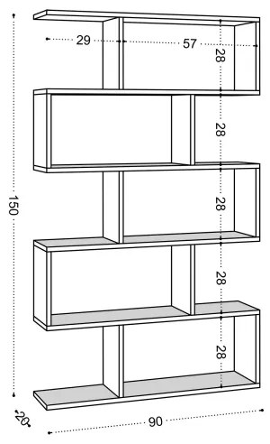 Könyvespolc NILUFER 156x90 cm fehér