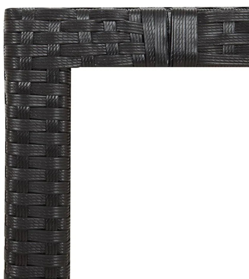 3 részes fekete polyrattan kerti bisztrógarnitúra párnákkal