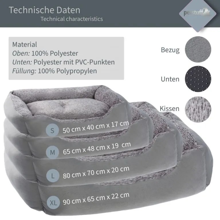 PESTUFF Kutyafekhely  S 50 x 40 x 17 cm szürke