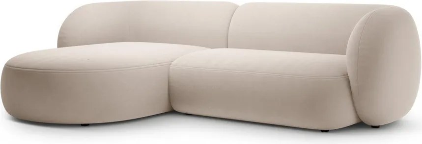 Bézs bársony sarokkanapé (bal oldali-heverő résszel) Kate – Micadoni
