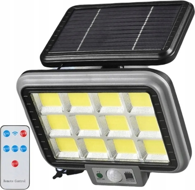 Napelemes Led Lámpa Szürkületi Mozgásérzékelő Kültéri 288 Cob Kerti Távirányító