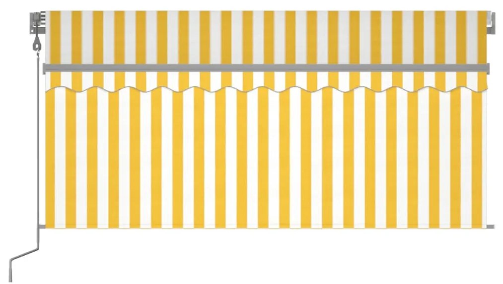 Sárga-fehér automata kihúzható napellenző redőnnyel 3,5 x 2,5 m