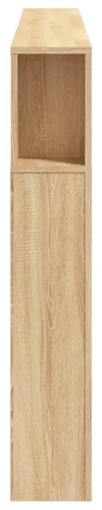 sonoma tölgy színű szerelt fa LED-es fejtámla 200x18,5x103,5 cm