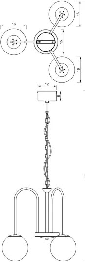 Csillár láncon CAMBRIDGE 3xE14/60W/230V fekete
