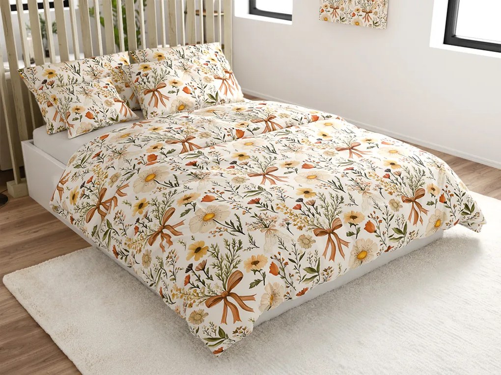 Polipamut ágynemű FLORAL RIBBON POLY krém színű Ágyneműhuzat mérete: 70 x 90 cm | 140 x 220 cm