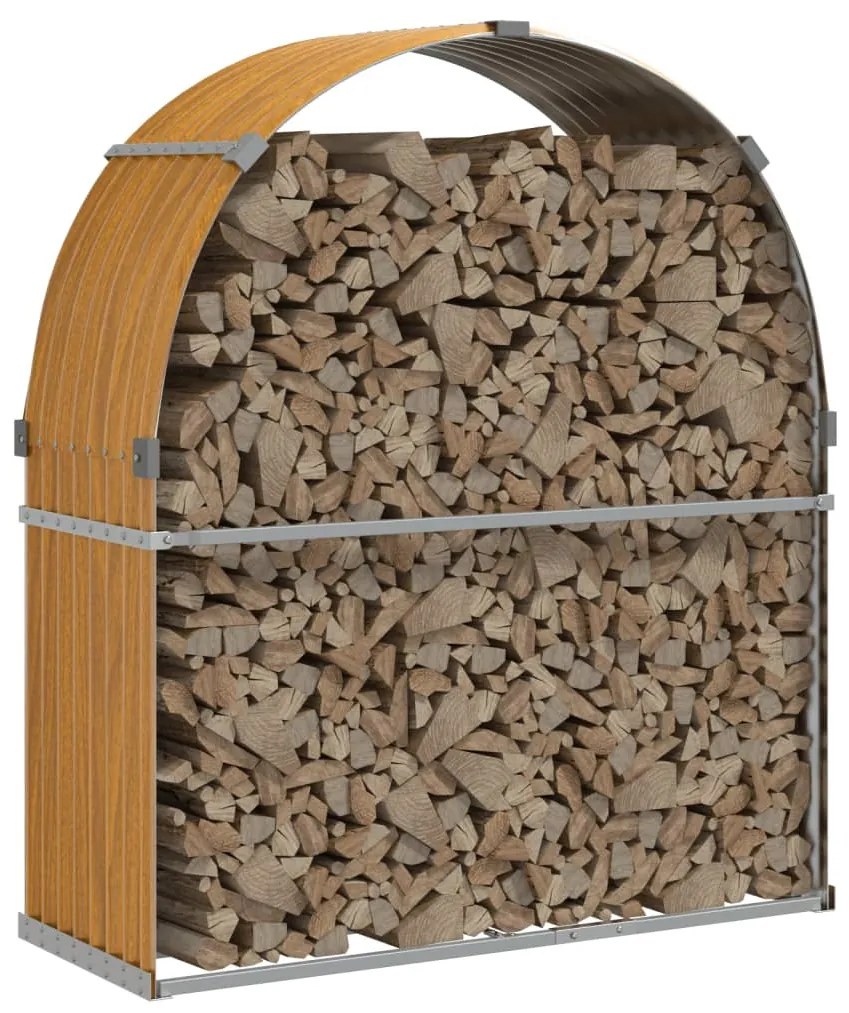 világosbarna horganyzott acél rönktartó 120 x 45 x 140 cm