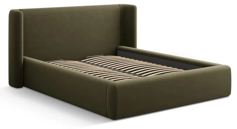 Zöld kárpitozott ágyneműtartós franciaágy ágyráccsal 180x200 cm Jason – Windsor & Co Sofas