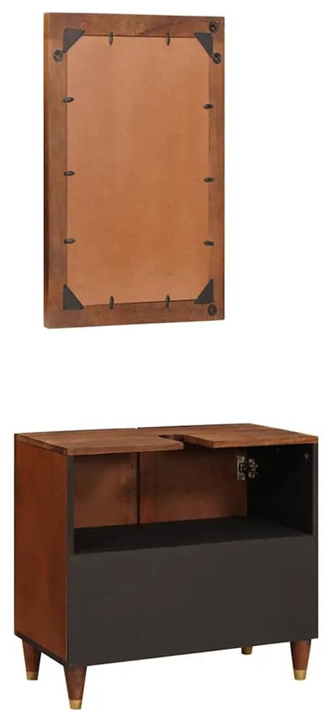 Fürdőszobai bútorok fiókkal 2 pcs 62 x 33 x 58 cm Tömör Mangófát