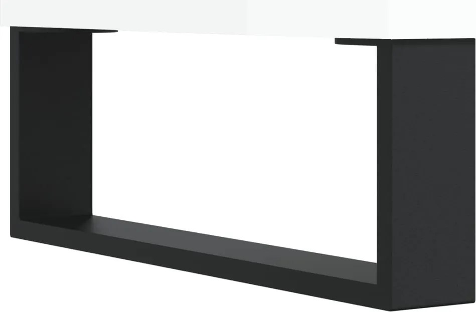 Magasfényű fehér szerelt fa tálalószekrény 69,5 x 34 x 90 cm