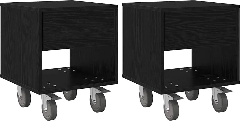 vidaXL Éjjeli asztal 2 pcs Fekete tölgy 40,5 x 40 x 48 cm Faanyag