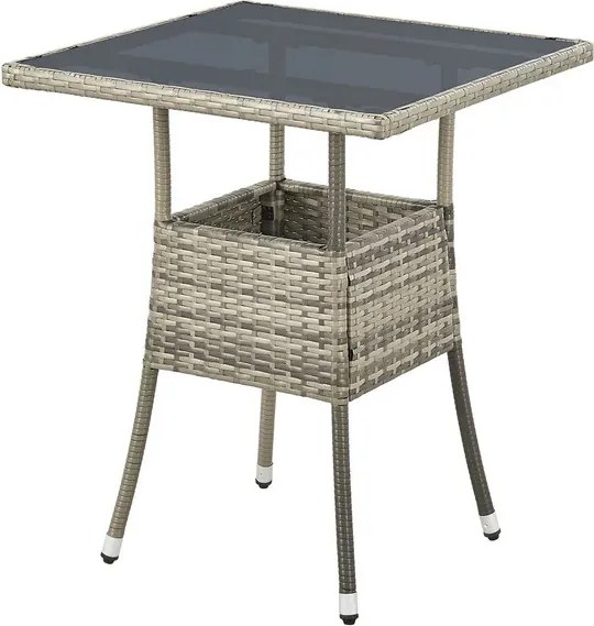Juskys Yoro rattan négyzet alakú asztal 60 cm - szürke
