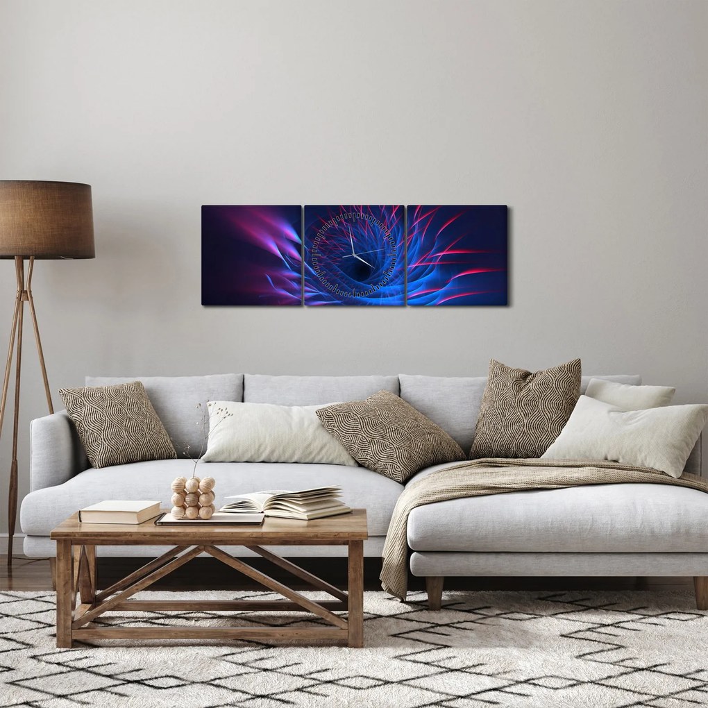 Kép - virág absztrakció (órával) (90x30 cm)