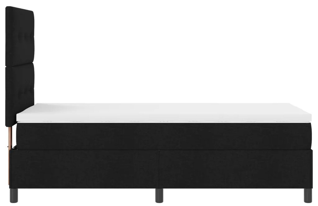 Rugós ágy matraccal és LED, fekete, 80 x 200 cm, szövet.