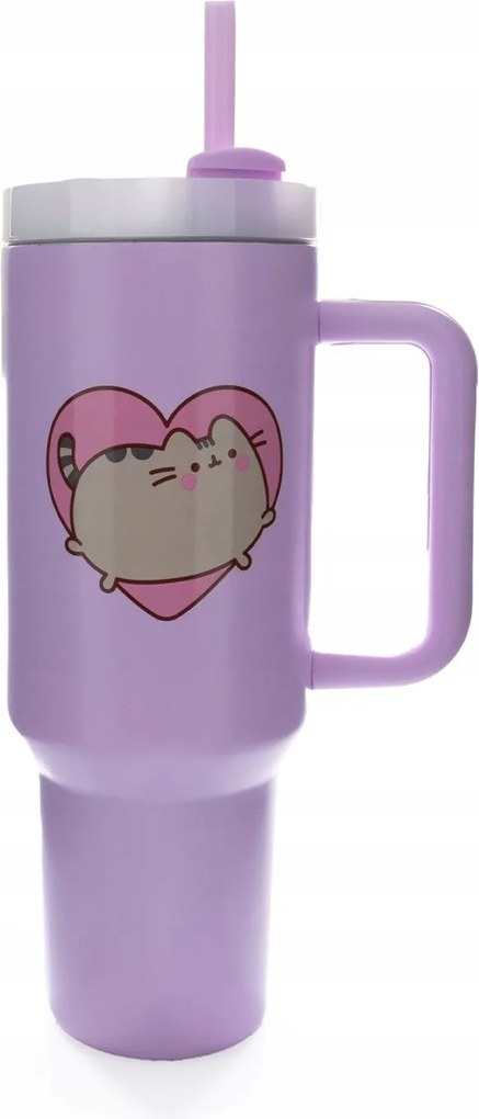Thermo bögre Pusheen 1,2 l termosz szívószállal, nyomott mintával gyerekeknek