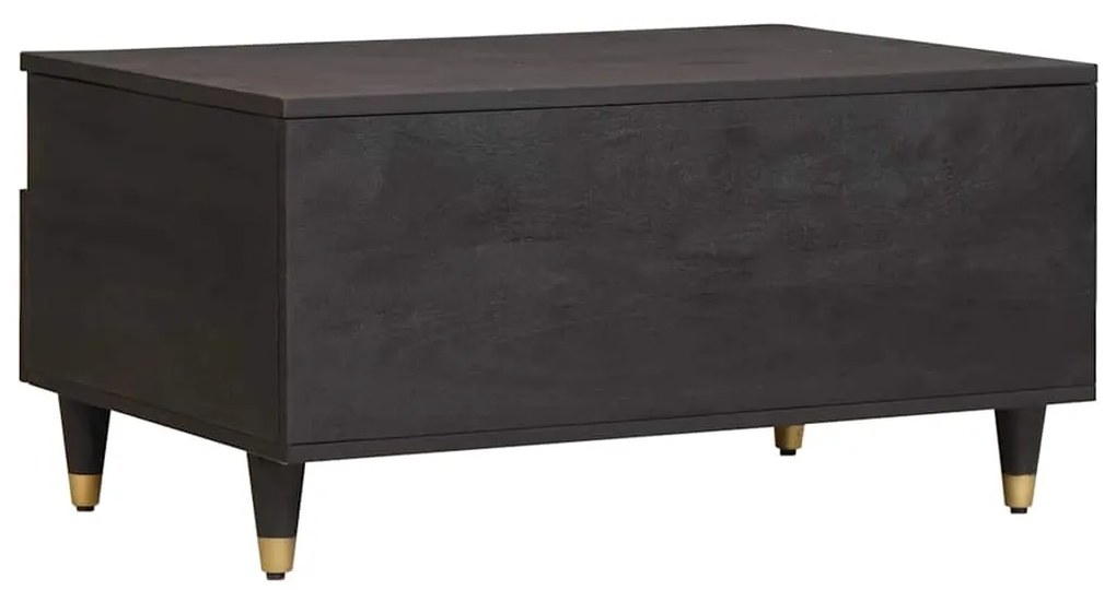 vidaXL Dohányzóasztal fiókkal Fekete 80 x 54 x 40 cm Tömör Mangófát