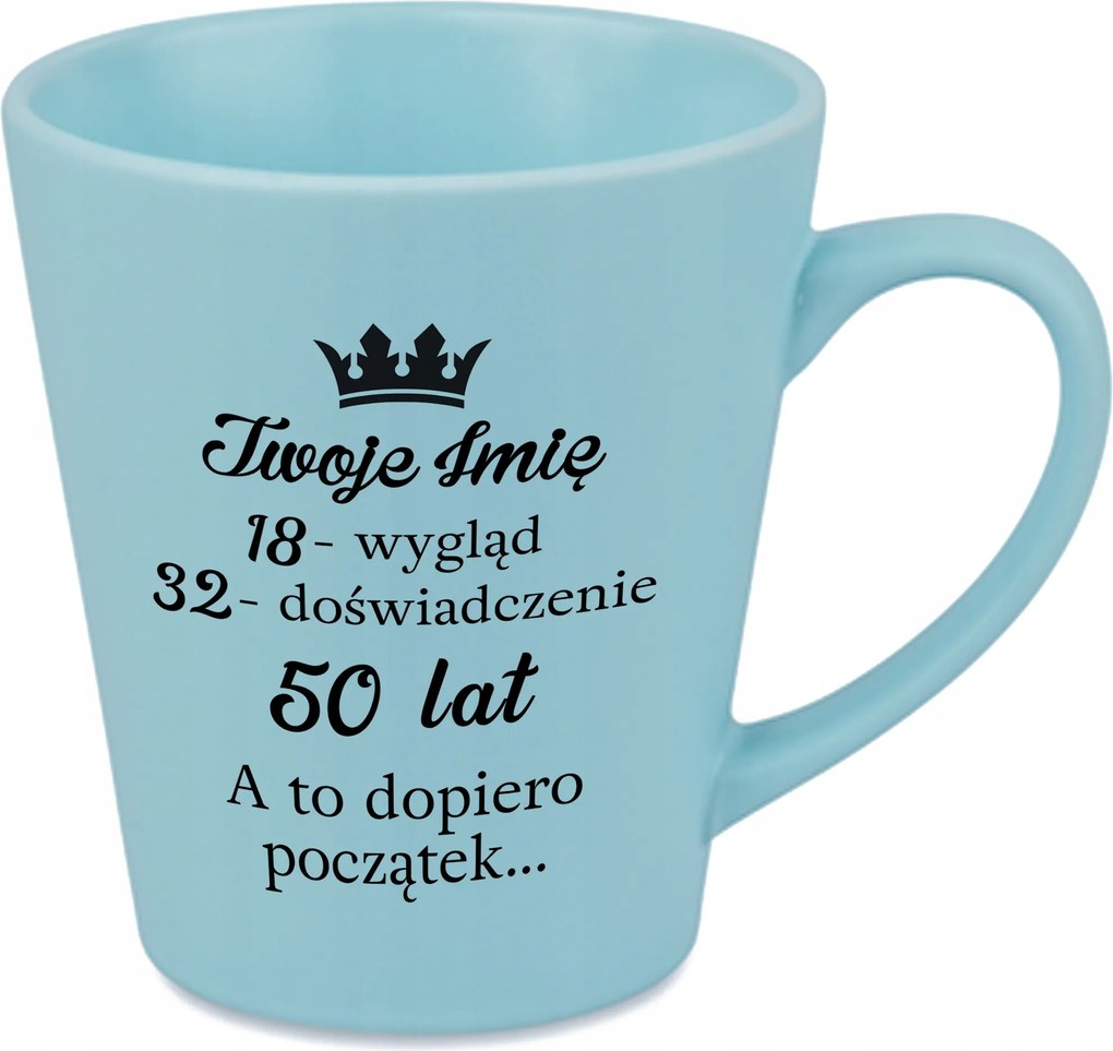 Latte bögre Matt Kék 300ml Vicces Gadget Ajándék 50 Születésnap Név