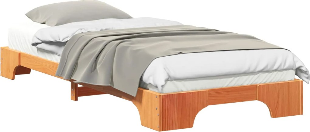 vidaXL Ágykeret Barna 90 x 210 cm Tömör fenyőfa