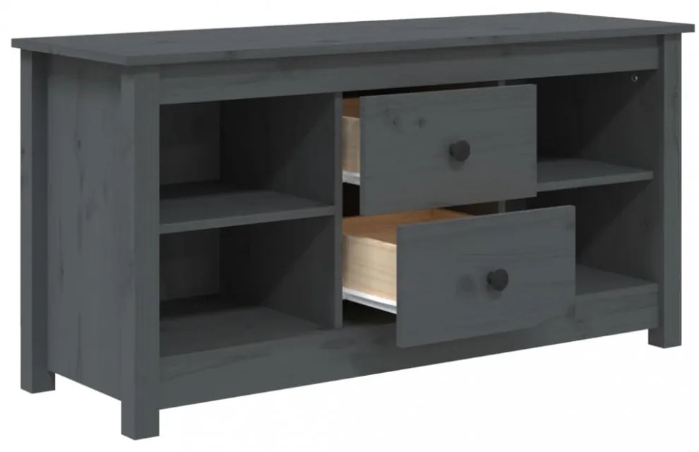 szürke tömör fenyőfa TV-szekrény 103 x 36,5 x 52 cm