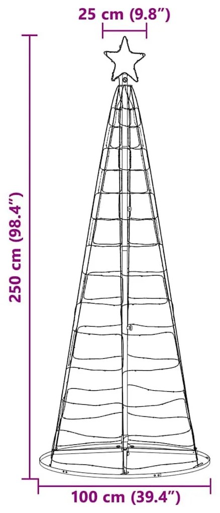 LED Karácsonyi Fenyő 390 LED-del Meleg fehér 250 cm Vas