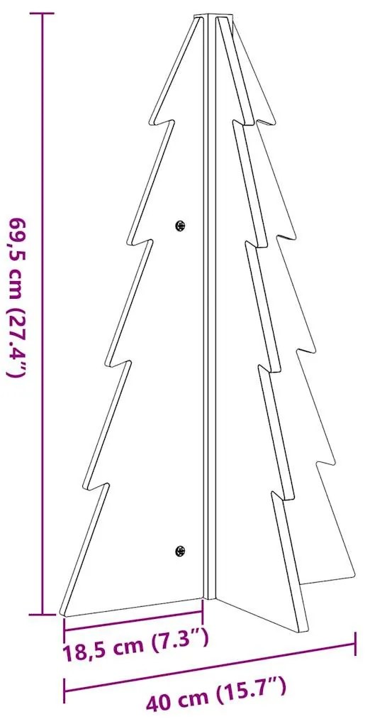 fehér tömör fenyőfa karácsonyfa-dekoráció 69,5 cm
