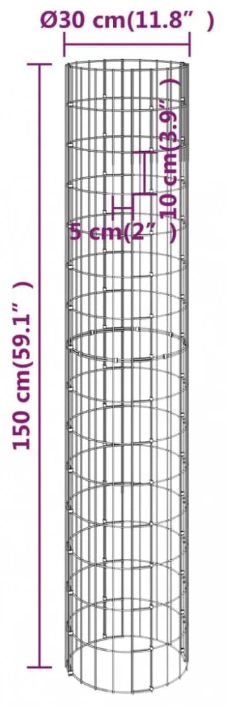 3 db kör alakú horganyzott acél gabion magaságyás Ø30 x 150 cm