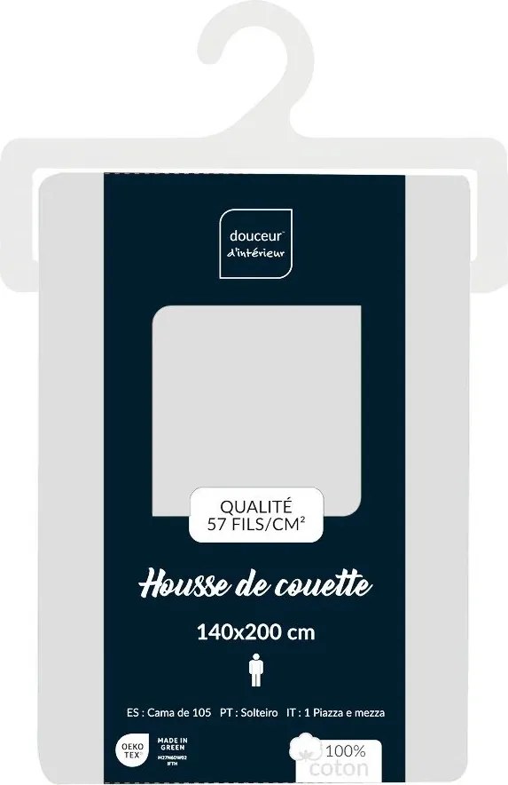 Fehér egyszemélyes pamut ágyneműhuzat 140x200 cm Lina – douceur d'intérieur