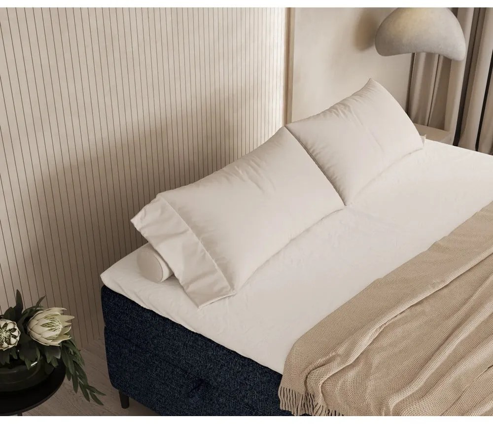 Sötétkék ágyneműtartós boxspring ágy 140x200 cm Araya – Maison de Rêve