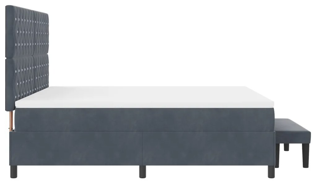 Franciaágy matraccal és paddal Sötétszürke 180x200 cm Bársony
