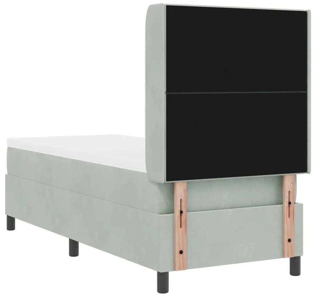 Box Spring Ágy Matraccal és LED Világosszürke 80x200 cm Bársony