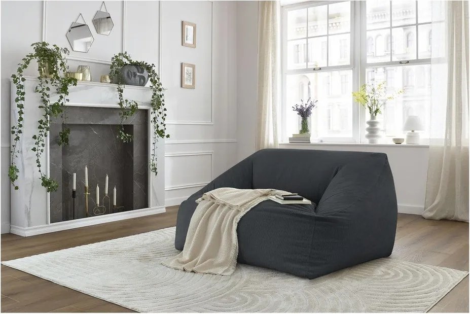 Sötétszürke kordbársony babzsákfotel Lilibet – Bobochic Paris