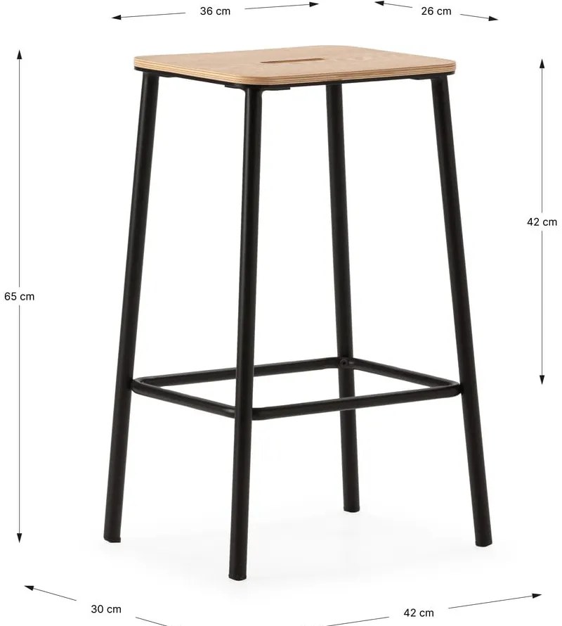 Fekete bárszék szett 2 db-os (ülésmagasság 65 cm) Abba – Marckeric