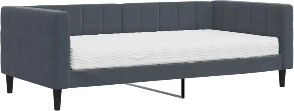 vidaXL sötétszürke bársony heverő matraccal 90 x 190 cm