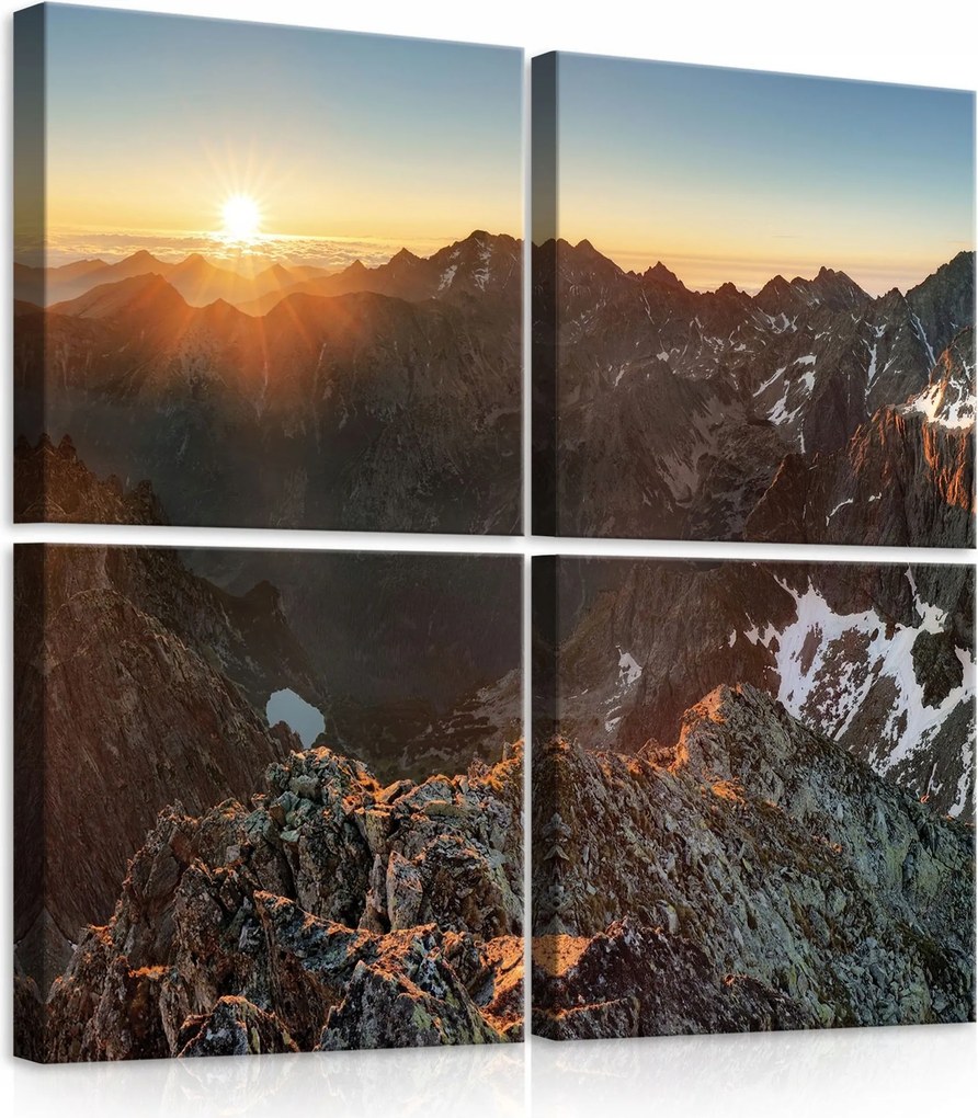 Vászonkép 50x50 Hegyi táj napfelkelte hegyek csúcsok természet nyugalom