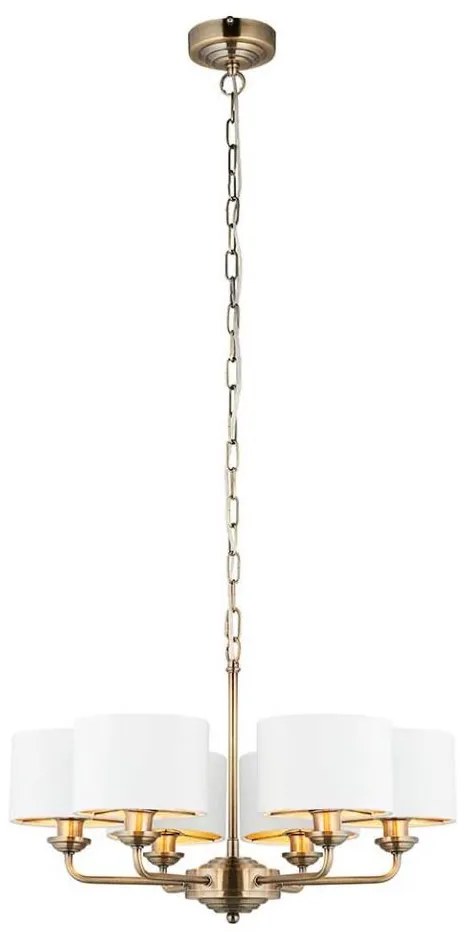 Endon 98936 - Csillár láncon HIGHCLERE 6xE14/28W/230V fehér/réz