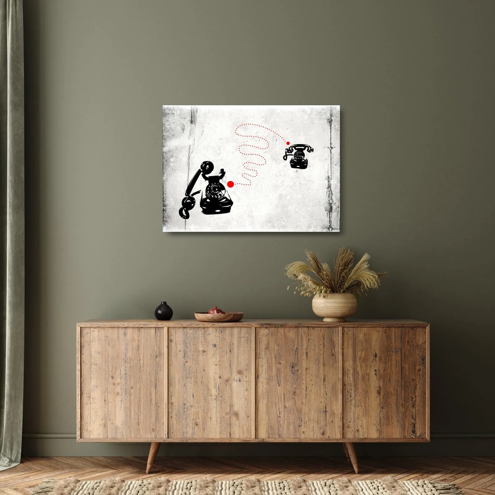 Kép - Telefon rajza Banksy stílusában (üvegen) (70x50 cm)