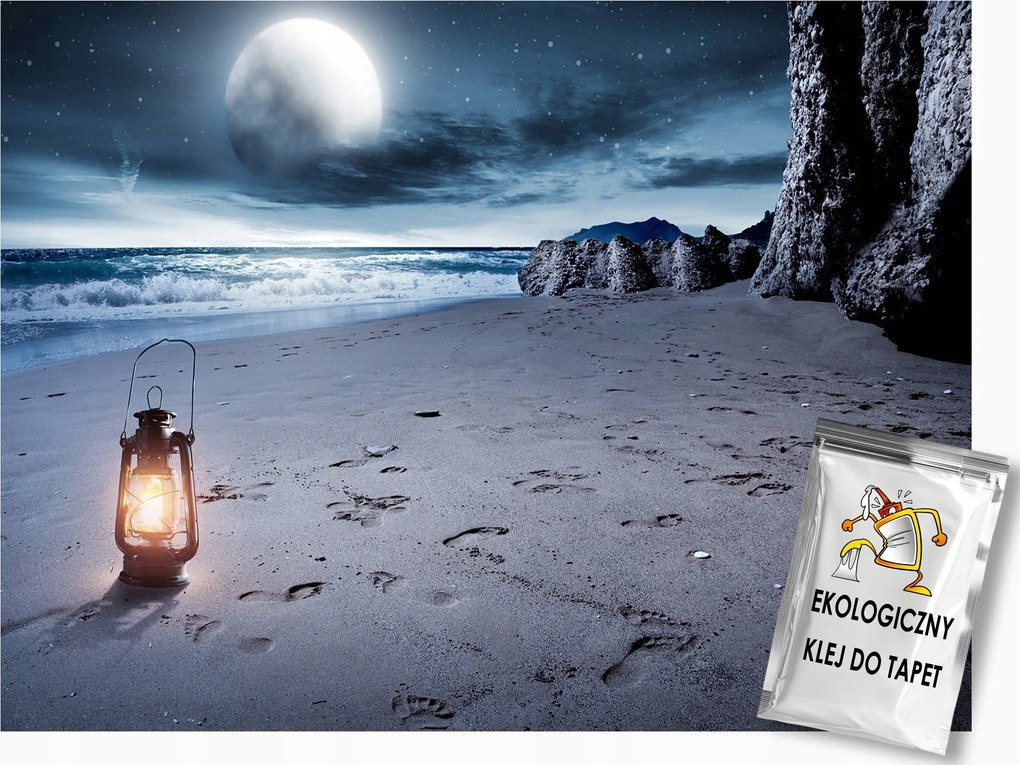 Fotótapéta Flizelina Tengerpart Hold Éjszaka Tenger Lámpa 300x210 ragasztó