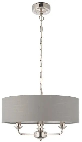 Endon 94377 - Csillár láncon HIGHCLERE 3xE14/40W/230V szürke/fényezett króm