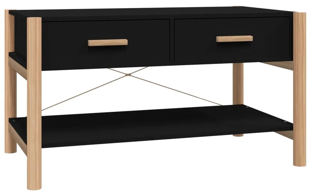 Fekete szerelt fa dohányzóasztal 82 x 48 x 45 cm