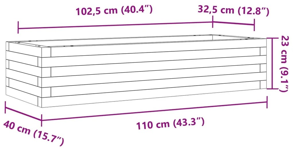 viaszbarna tömör fenyőfa kerti virágláda 110x40x23 cm
