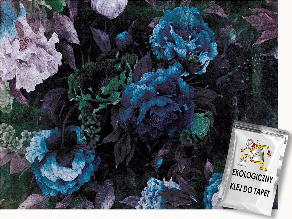 Fotótapéta Flizelina Természet Virágok Sötét Kék Bazsarózsa 350x250 ragasztó