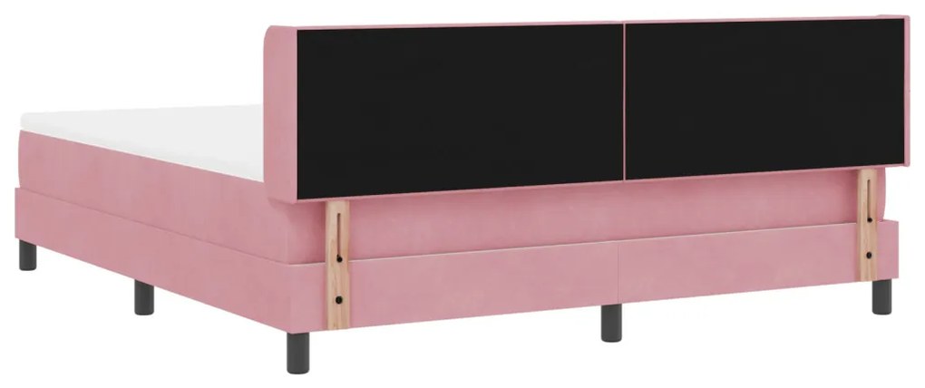 Boxspring Ágy Matrac Fészek Rózsaszín 180x200 cm Bársonyos