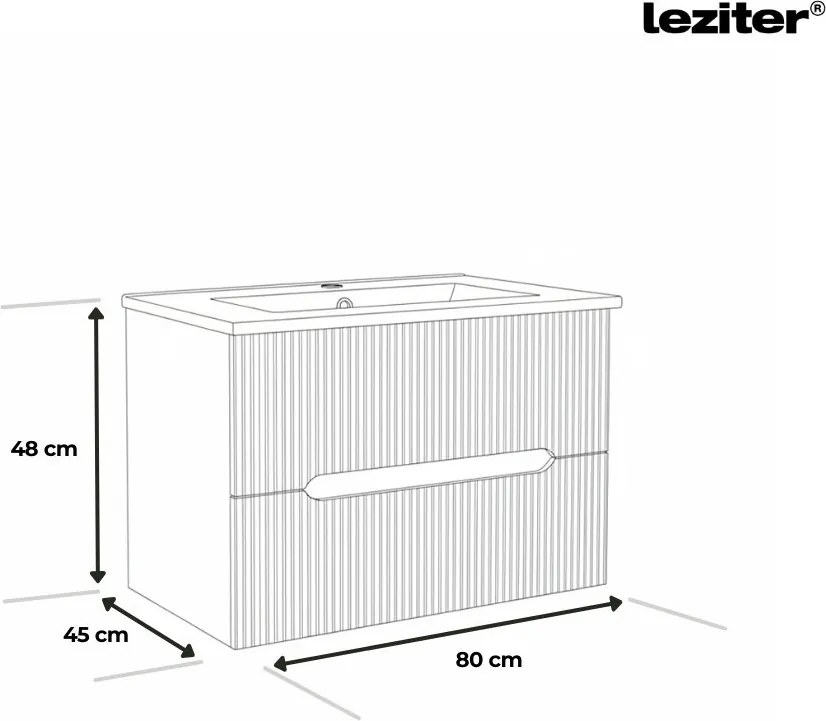 Trent 80 alsó fürdőszobabútor kerámia mosdóval 2 fiókos, sunset tölgy