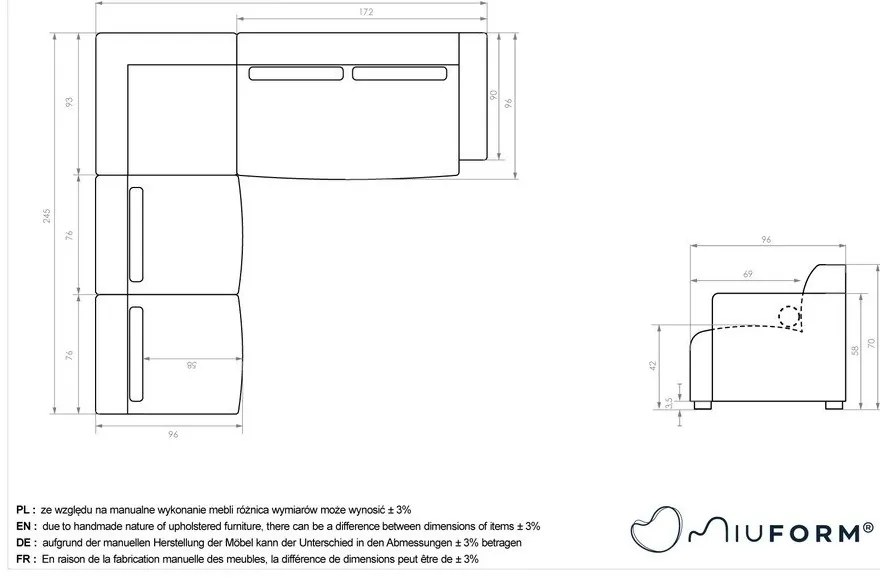 Krémszínű sarokkanapé (bal oldali) Flex Felix – Miuform